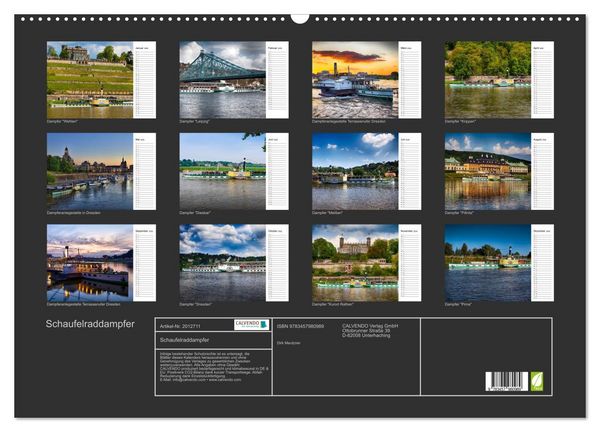 Produktbild: Schaufelraddampfer (Wandkalender 2026 DIN A2 quer), CALVENDO Monatskalender