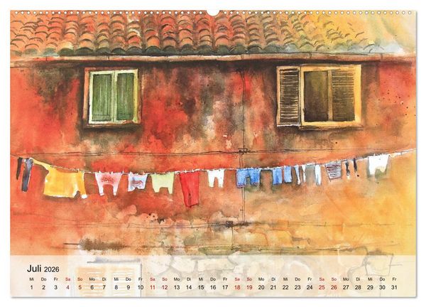 Produktbild: Aquarell auf Reisen - mit Eckard Funck (Wandkalender 2026 DIN A2 quer), CALVENDO Monatskalender