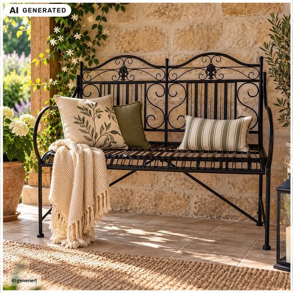 Produktbild: HTI-Living Gartenbank Schwarz Metallbank Celia Gartenbank Schwarz Metallbank Celia