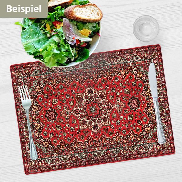 Produktbild: Tischsetmacher Tischsets Orientalischer Teppich in rot, aus hochwertigem Vinyl (4 St&uuml;ck), 44 x 32 cm