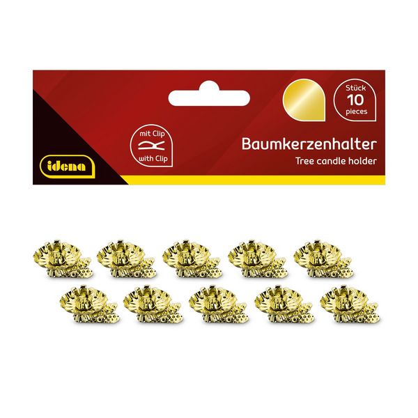 Idena Baumkerzenhalter mit Clip gold 10 Stück