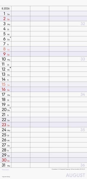 Produktbild: Superplaner M 2026 4 Spalten - Familien-Timer 22x45 cm - Offset-Papier - mit Ferienterminen - Wand-Planer - Familienkalender - Alpha Edition