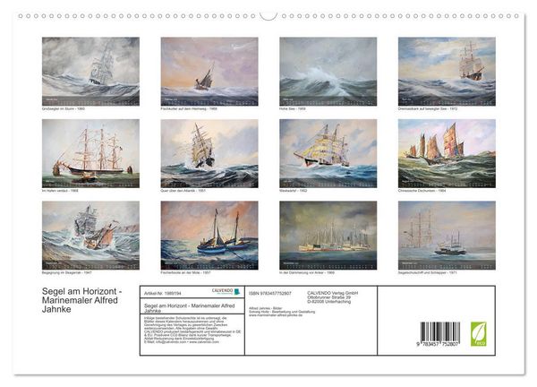 Produktbild: Segel am Horizont - Marinemaler Alfred Jahnke (hochwertiger Premium Wandkalender 2026 DIN A2 quer), Kunstdruck in Hochglanz