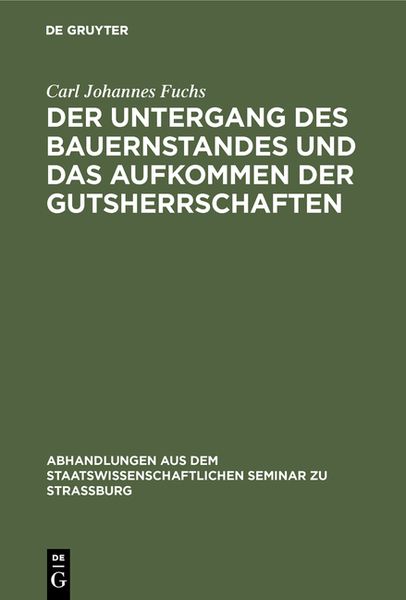 Produktbild: Der Untergang des Bauernstandes und das Aufkommen der Gutsherrschaften