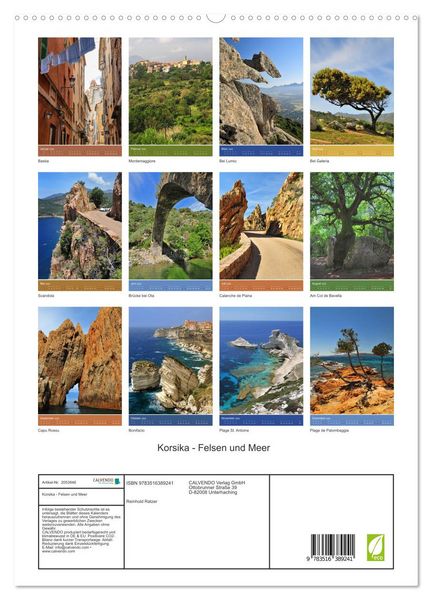 Produktbild: Korsika - Felsen und Meer (hochwertiger Premium Wandkalender 2026 DIN A2 hoch), Kunstdruck in Hochglanz