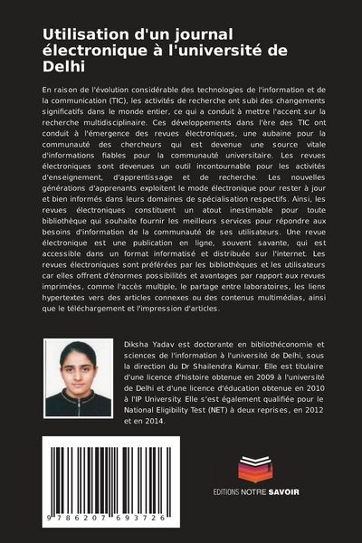 Produktbild: Utilisation d'un journal &eacute;lectronique &agrave; l'universit&eacute; de Delhi