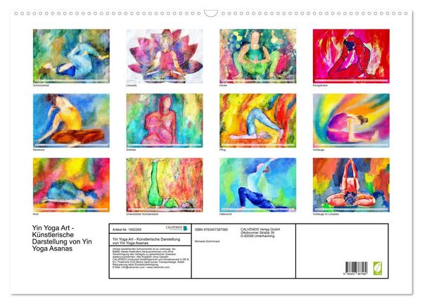 Produktbild: Yin Yoga Art - K&uuml;nstlerische Darstellung von Yin Yoga Asanas (Wandkalender 2026 DIN A2 quer), CALVENDO Monatskalender