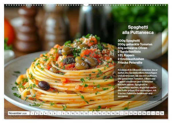 Produktbild: Italienische Spaghetti Rezepte - Leckere So&szlig;en f&uuml;r jeden Monat (Wandkalender 2026 DIN A2 quer), CALVENDO Monatskalender