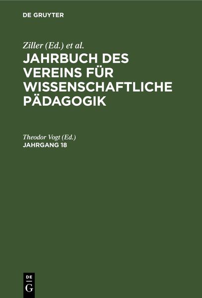 Jahrbuch des Vereins für Wissenschaftliche Pädagogik. Jahrgang 18, Gebundene Ausgabe von , De Gruyter, 9783112681053