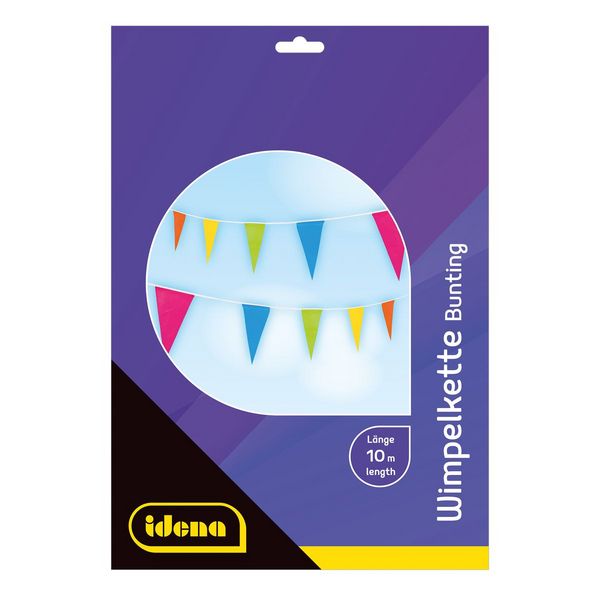 Produktbild: Idena Wimpelkette dreieckig mehrfarbig 10m 20 Wimpel 20x30cm