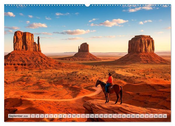 Produktbild: USA &ndash; von Yellowstone bis Texas - Cowboys, Pr&auml;rie und Bisons (Wandkalender 2026 DIN A2 quer), CALVENDO Monatskalender