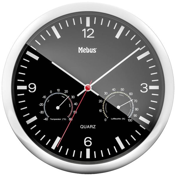 Produktbild: Mebus 56731 Quarz Wanduhr 25cm x 40mm Silber