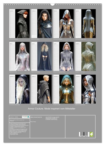 Produktbild: Armor Couture. Mode inspiriert vom Mittelalter (Wandkalender 2026 DIN A2 hoch), CALVENDO Monatskalender