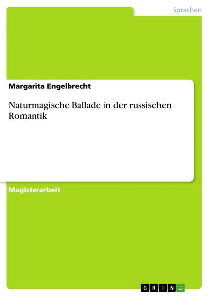 Produktbild: Naturmagische Ballade in der russischen Romantik