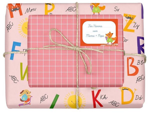 Produktbild: Geschenkpapier-Set f&uuml;r Kinder, Einschulung (f&uuml;r M&auml;dchen)