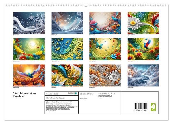 Produktbild: Vier Jahreszeiten Fraktale (hochwertiger Premium Wandkalender 2026 DIN A2 quer), Kunstdruck in Hochglanz