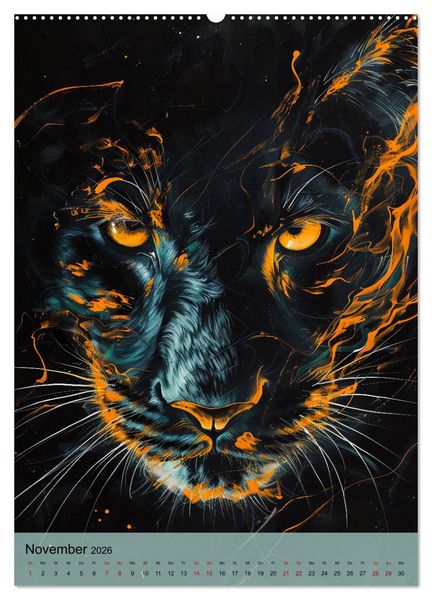 Produktbild: Raubkatzen - Geschmeidige J&auml;ger im Neonlicht (hochwertiger Premium Wandkalender 2026 DIN A2 hoch), Kunstdruck in Hochglanz