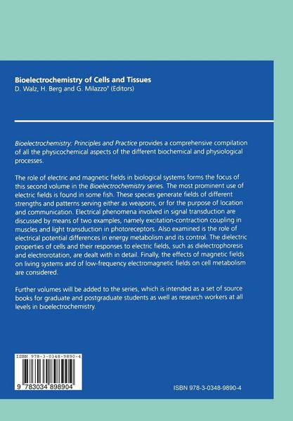 Produktbild: Bioelectrochemistry of Cells and Tissues
