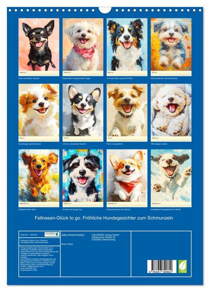 Produktbild: Fellnasen-Gl&uuml;ck to go. Fr&ouml;hliche Hundegesichter zum Schmunzeln (Wandkalender 2026 DIN A3 hoch), CALVENDO Monatskalender