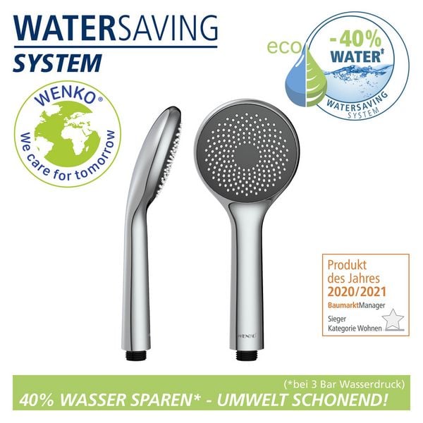 Produktbild: Duschkopf Watersaving &Oslash; 9,6 cm, mit Wasserspar-System
