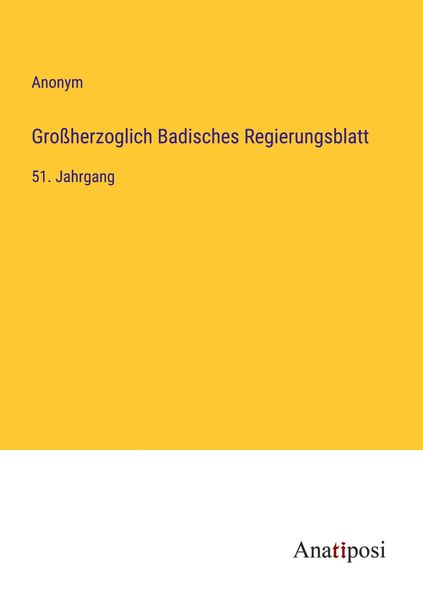 Produktbild: Gro&szlig;herzoglich Badisches Regierungsblatt