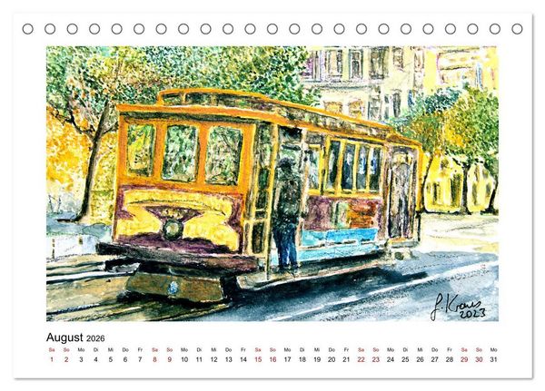Produktbild: San Francisco in stillen Aquarellen (Tischkalender 2026 DIN A5 quer), CALVENDO Monatskalender