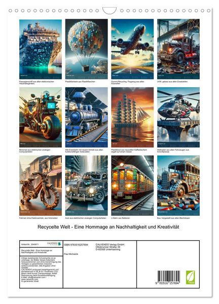 Produktbild: Recycelte Welt - Eine Hommage an Nachhaltigkeit und Kreativit&auml;t (Wandkalender 2026 DIN A3 hoch), CALVENDO Monatskalender