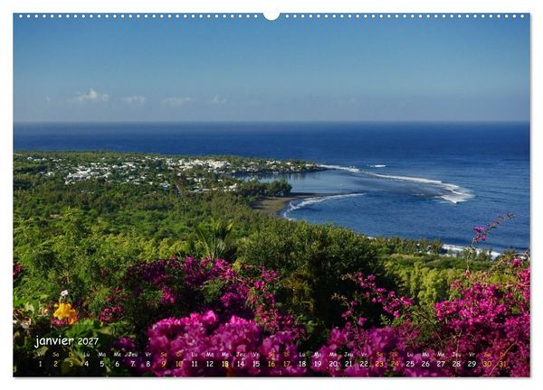Produktbild: La R&egrave;union - C&ocirc;tes fantastiques et paysage montagneux (Calendrier mural haut de gamme 2027 DIN A2 vertical), CALVENDO calendrier mensuel