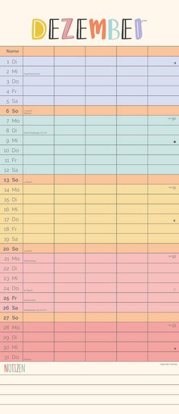 Produktbild: Unser buntes Jahr 2026 Familienplaner - Terminkalender - Familienkalender - 19,5x45