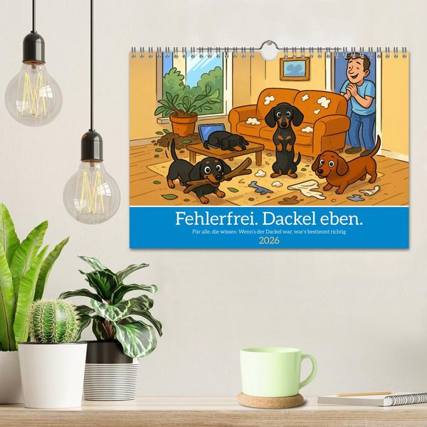 Produktbild: Fehlerfrei. Dackel eben. (Wandkalender 2026 DIN A4 quer), CALVENDO Monatskalender