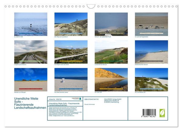 Produktbild: Unendliche Weite Sylts - Faszinierende Landschaftsaufnahmen (Wandkalender 2026 DIN A3 quer), CALVENDO Monatskalender