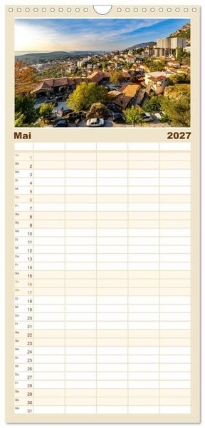 Produktbild: Familienplaner 2027 - Durr&euml;s und Kruja &ndash; Sch&auml;tze Albaniens mit 5 Spalten (Wandkalender, 21 x 45 cm) CALVENDO