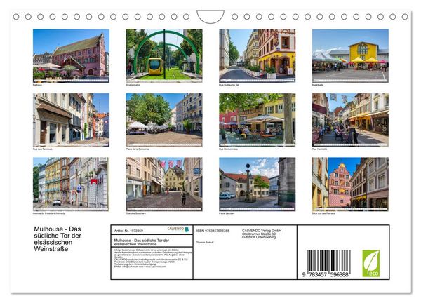 Produktbild: Mulhouse - Das s&uuml;dliche Tor der els&auml;ssischen Weinstra&szlig;e (Wandkalender 2026 DIN A4 quer), CALVENDO Monatskalender