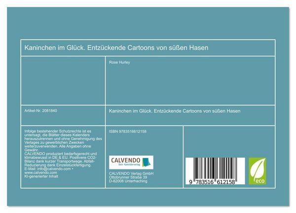 Produktbild: Kaninchen im Gl&uuml;ck. Entz&uuml;ckende Cartoons von s&uuml;&szlig;en Hasen (Tischkalender 2026 DIN A5 quer), CALVENDO Monatskalender