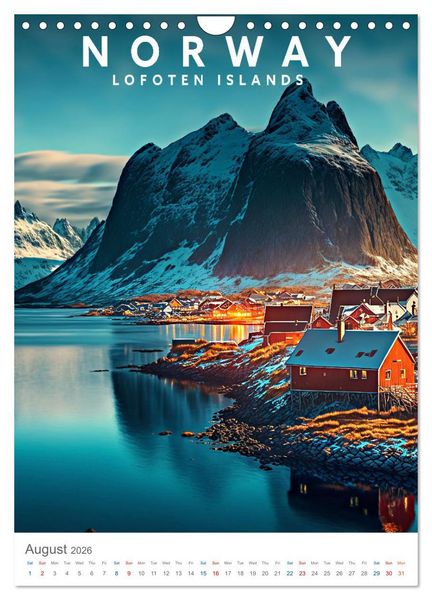 Produktbild: Lofoten Islands - Old School Poster Style (Wall Calendar 2026 DIN A4 portrait), CALVENDO 12 Month Wall Calendar