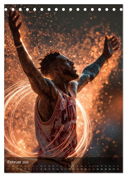 Produktbild: Basketball - Die visuelle Kraft des Sports (Tischkalender 2026 DIN A5 hoch), CALVENDO Monatskalender