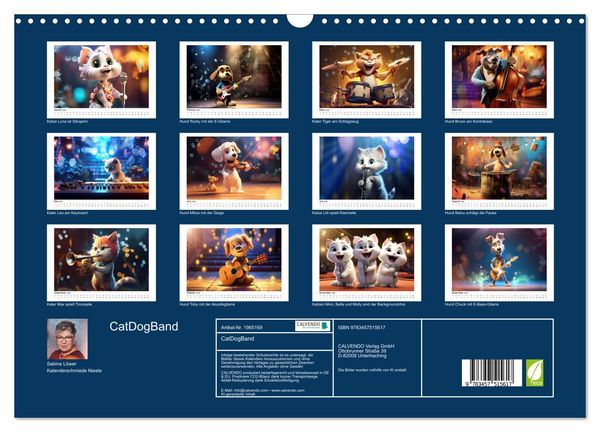 Produktbild: CatDogBand (Wandkalender 2026 DIN A3 quer), CALVENDO Monatskalender