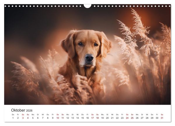 Produktbild: Herz aus Gold - Retriever zum Verlieben (Wandkalender 2026 DIN A3 quer), CALVENDO Monatskalender