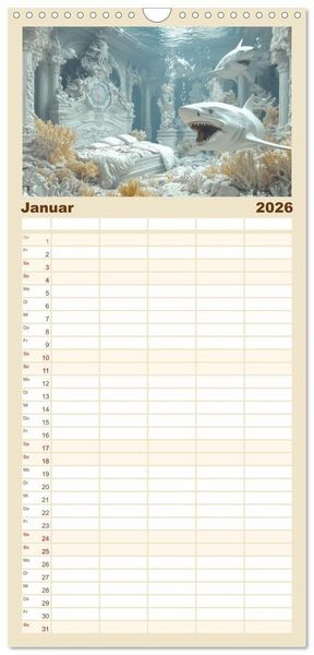 Produktbild: Familienplaner 2026 - Traumhafte Illusionen - Imagin&auml;r und surreal mit 5 Spalten (Wandkalender, 21 x 45 cm) CALVENDO