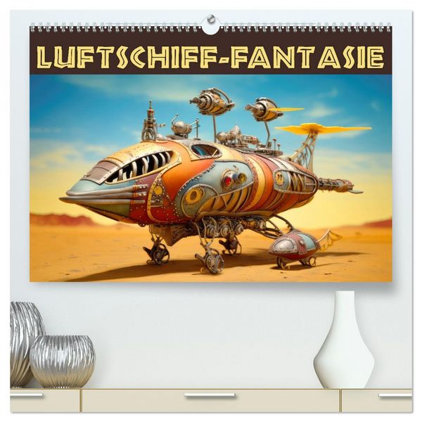 Luftschiff-Fantasie (hochwertiger Premium Wandkalender 2026 DIN A2 quer), Kunstdruck in Hochglanz