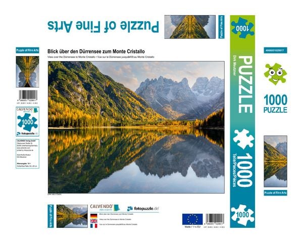 Produktbild: CALVENDO Puzzle Blick &uuml;ber den D&uuml;rrensee zum Monte Cristallo | 1000 Teile Lege-Gr&ouml;&szlig;e 64x48cm Foto-Puzzle f&uuml;r gl&uuml;ckliche Stunden