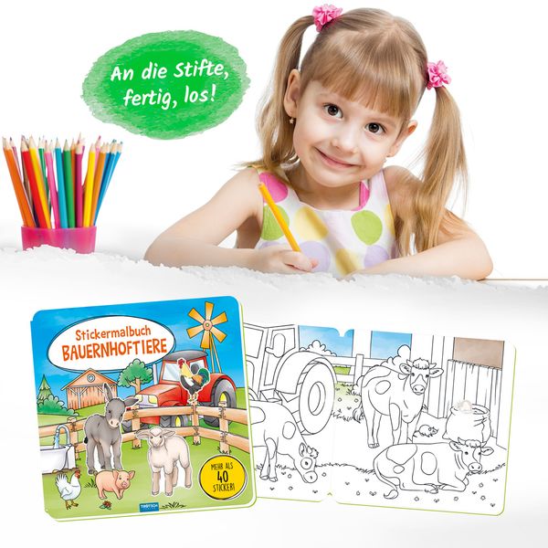Produktbild: Tr&ouml;tsch Malbuch Stickermalbuch Bauernhoftiere