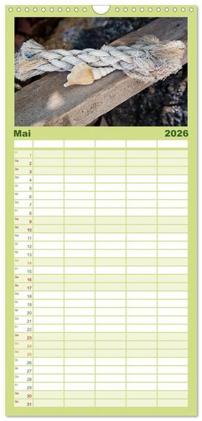 Produktbild: Familienplaner 2026 - Strandgut und Meer mit 5 Spalten (Wandkalender, 21 x 45 cm) CALVENDO