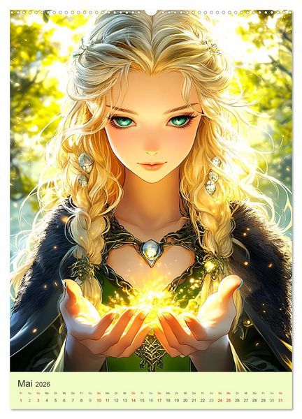 Produktbild: Keltische Mythen. Die magische Anderwelt-Fantasy im Manga-Stil (Wandkalender 2026 DIN A2 hoch), CALVENDO Monatskalender
