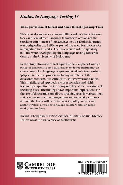 Produktbild: The Equivalence of Direct and Semi-Direct Speaking Tests
