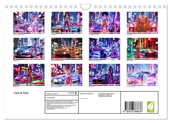 Produktbild: Cars & Girls (Wandkalender 2026 DIN A4 quer), CALVENDO Monatskalender