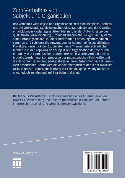 Produktbild: Zum Verh&auml;ltnis von Subjekt und Organisation
