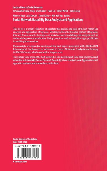 Produktbild: Social Network Based Big Data Analysis and Applications