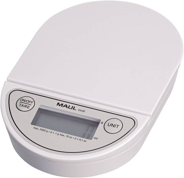 Maul MAULoval Briefwaage Wägebereich (max.) 2kg Ablesbarkeit 1g batteriebetrieben Weiß