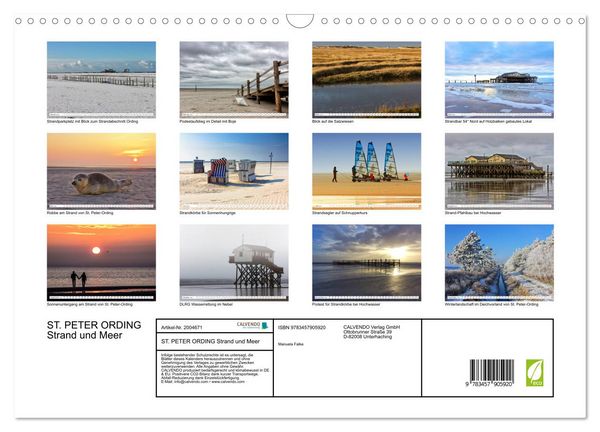 Produktbild: ST. PETER ORDING Strand und Meer (Wandkalender 2026 DIN A3 quer), CALVENDO Monatskalender